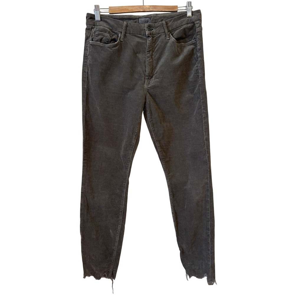 MOTHER High Waisted Looker Ankle Chew Size 31 Grey Corduroy Skinny Jeans - Picture 1 of 12